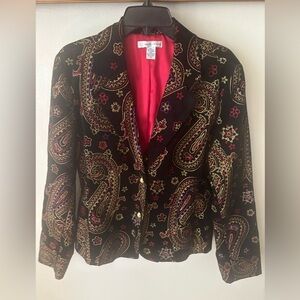 Marisa Christina Black Paisley Velvet Blazer